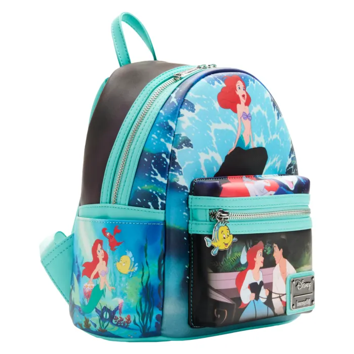 10" Disney : The Little Mermaid - Scenes Faux Leather Mini Backpack Bag Loungefly