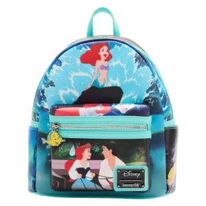 10" Disney : The Little Mermaid - Scenes Faux Leather Mini Backpack Bag Loungefly