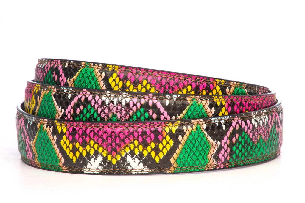 1.25" Multi-Colored Boa Print Strap - Pink / Green