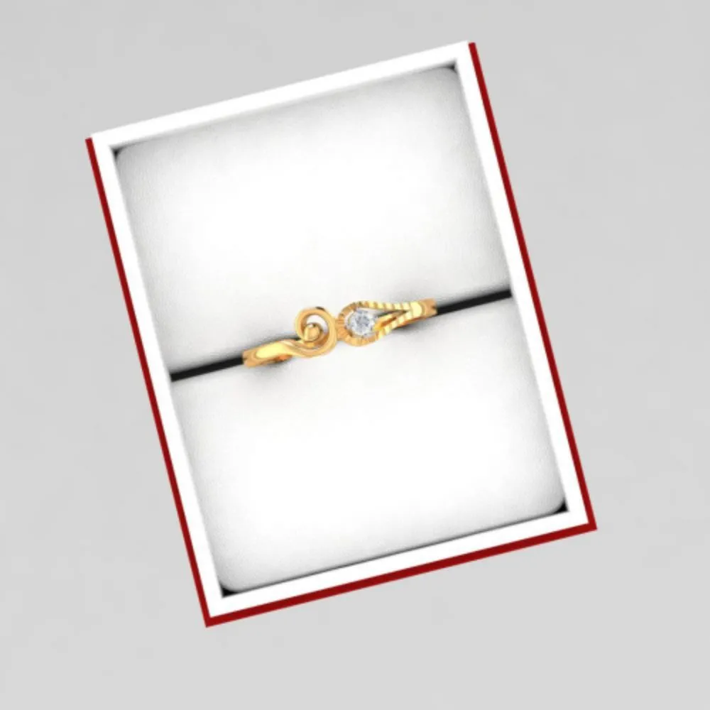 14k Stunning Designed Gold Ring With American Diamond