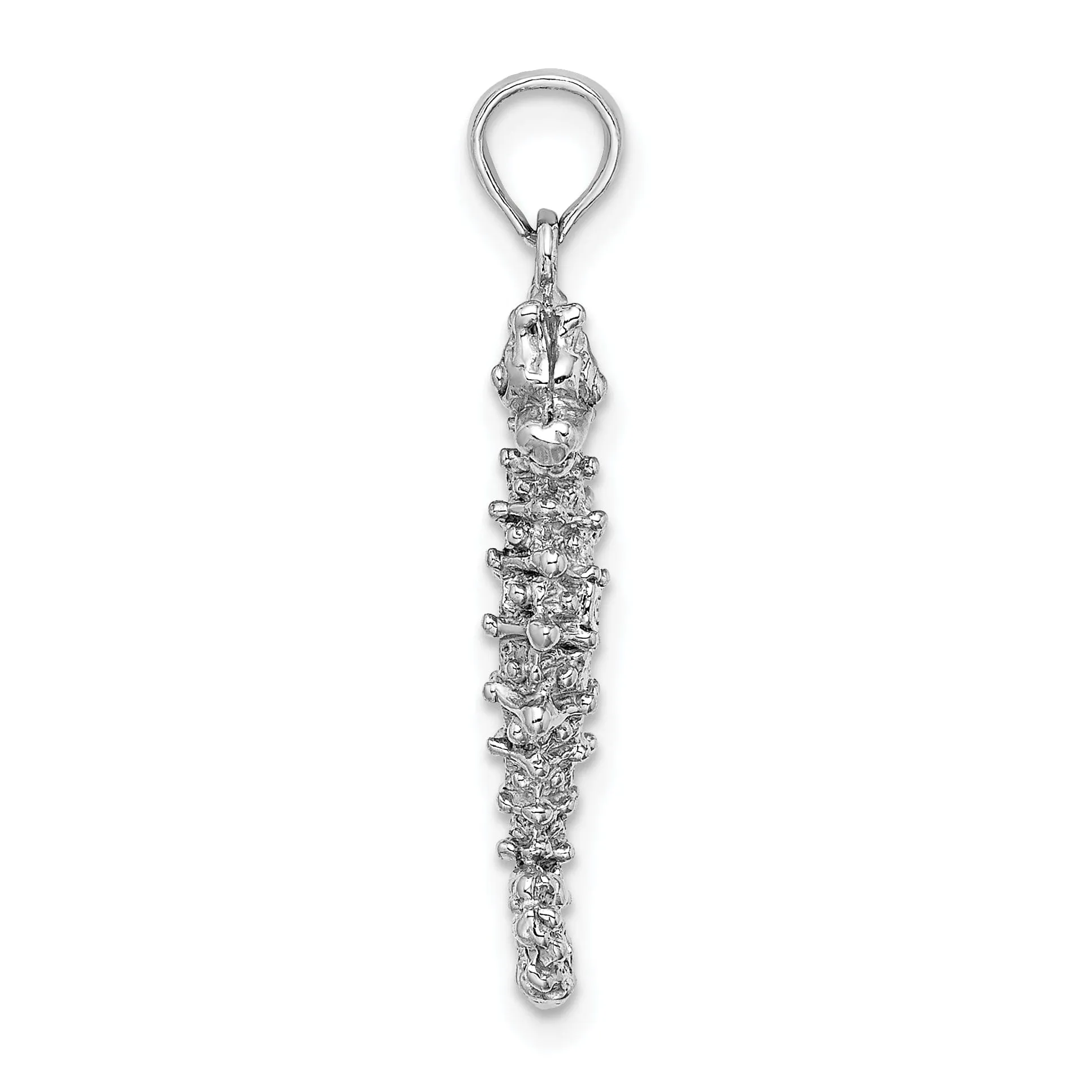 14k White Gold Solid 3-Dimensional Texture Polished Finish Seahorse Charm Pendant