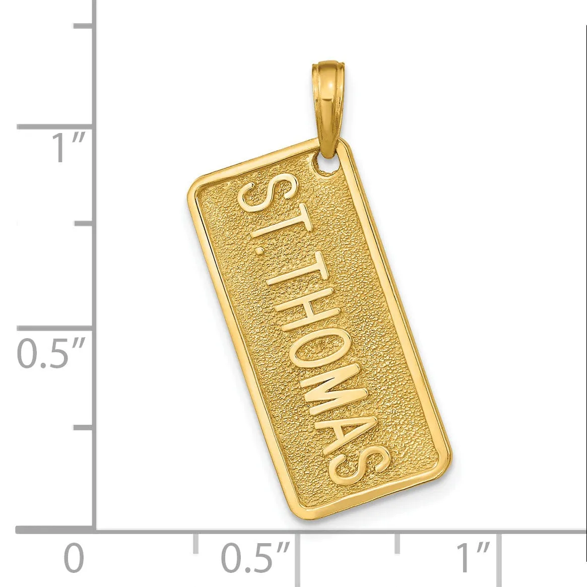 14k Yellow Gold Solid Texture Finish Raised Lettering ST. THOMAS License Plate Charm  Pendant