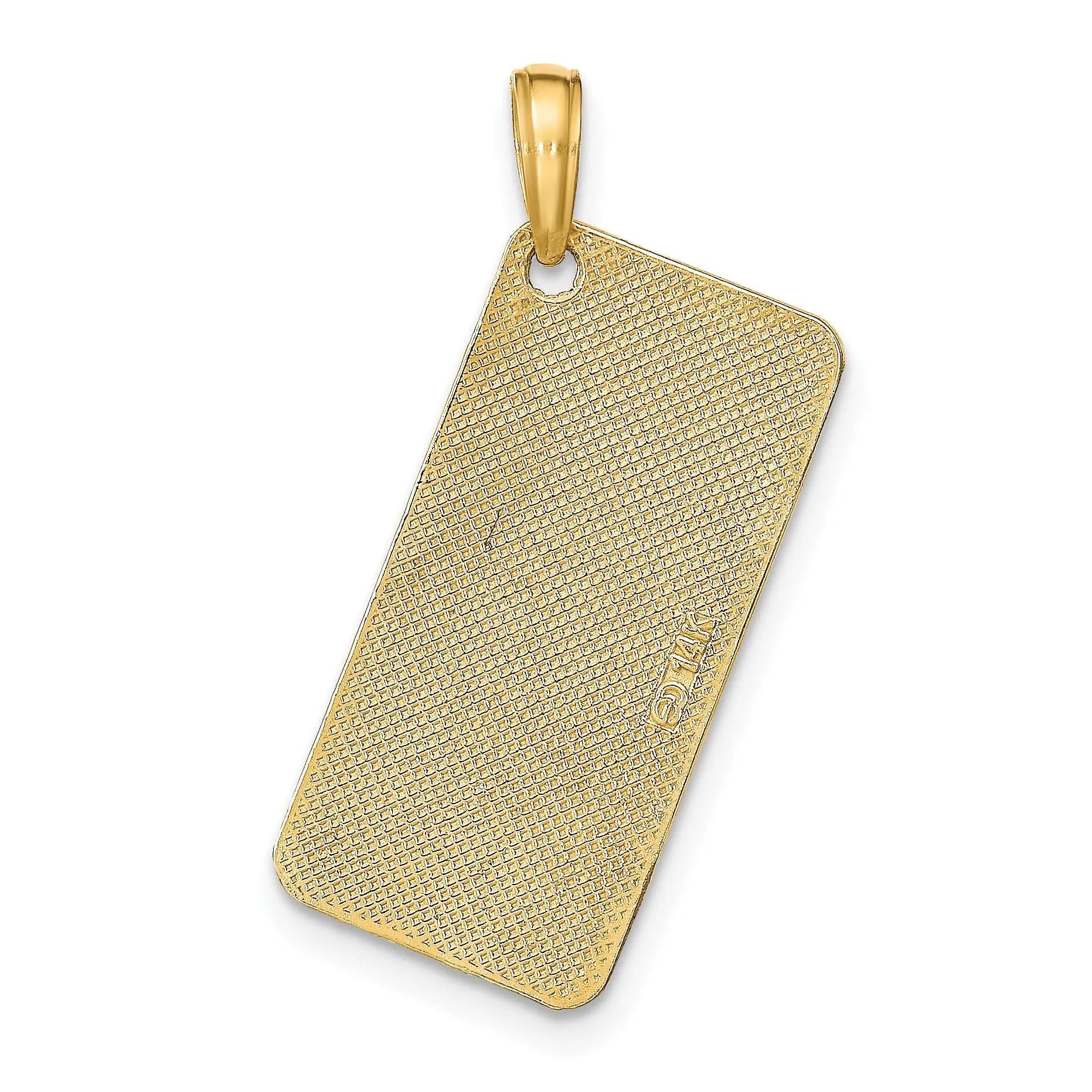 14k Yellow Gold Solid Texture Finish Raised Lettering ST. THOMAS License Plate Charm  Pendant