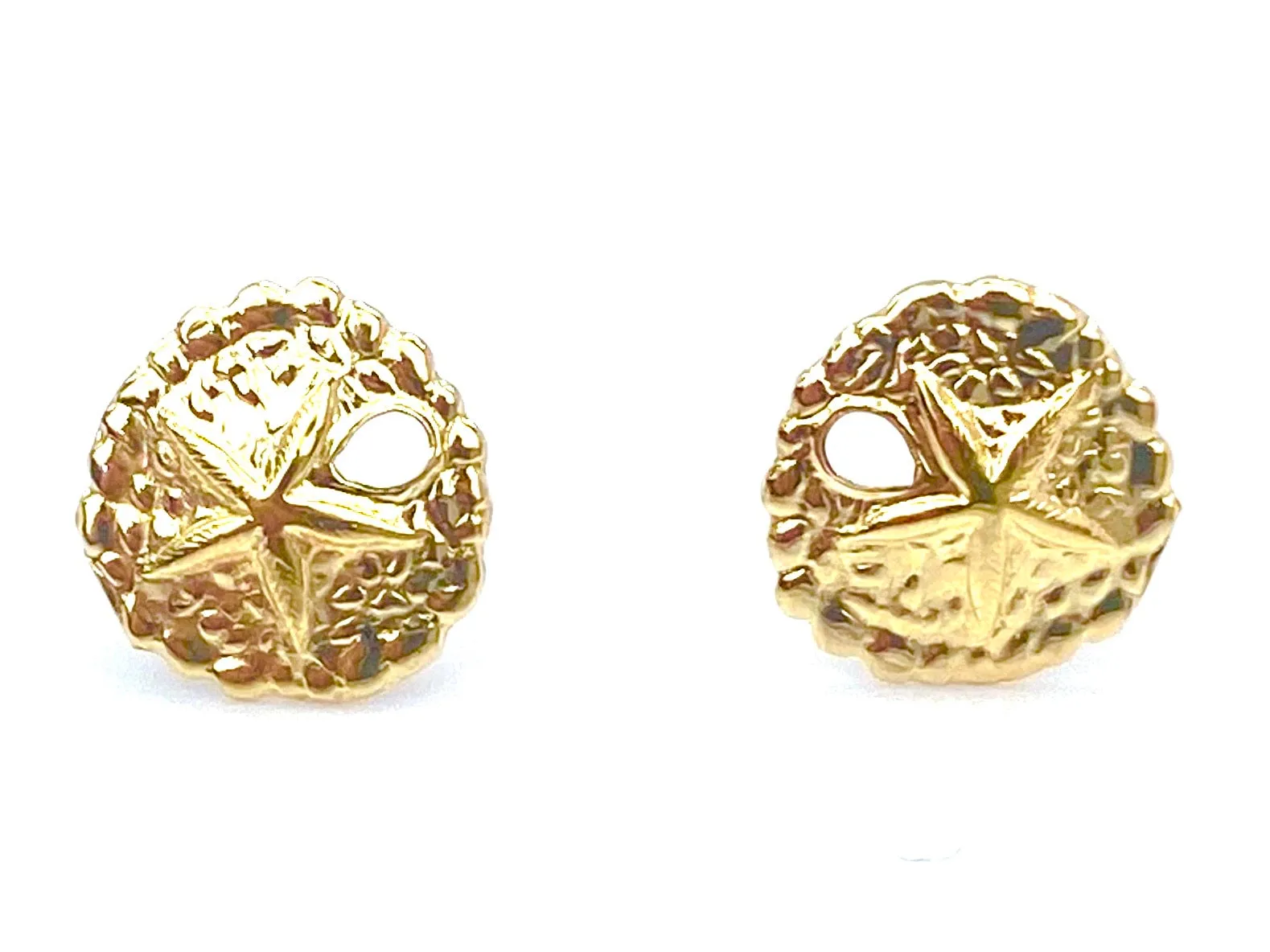 14KGF Sand Dollar Studs , Sku#891-4