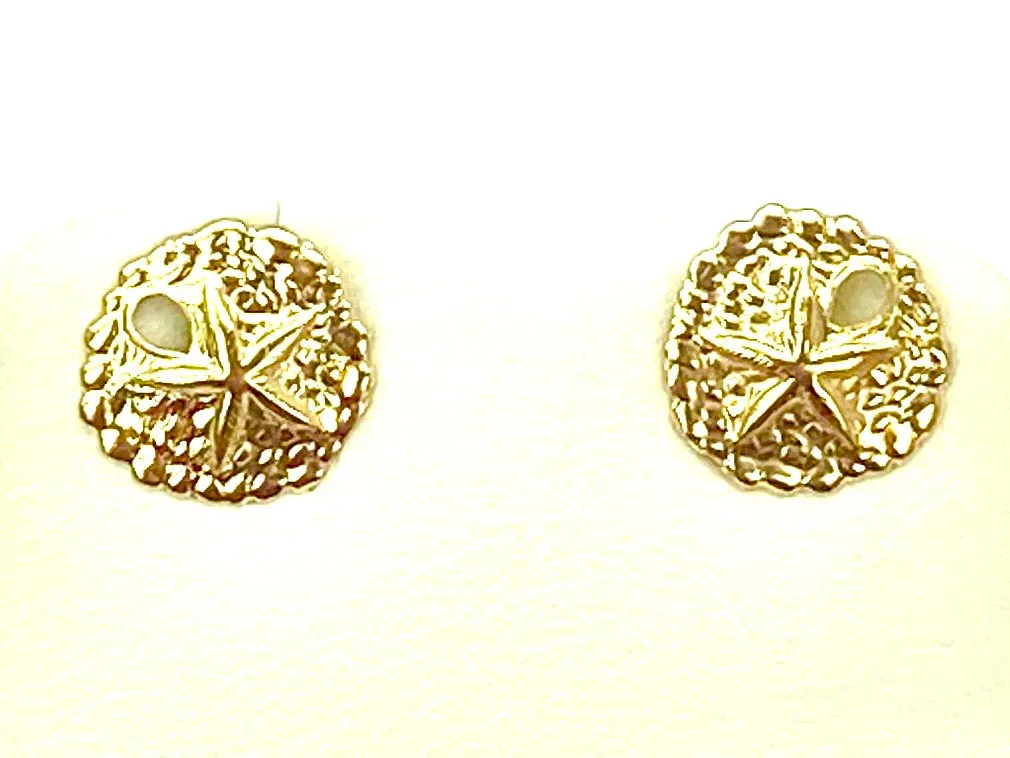 14KGF Sand Dollar Studs , Sku#891-4