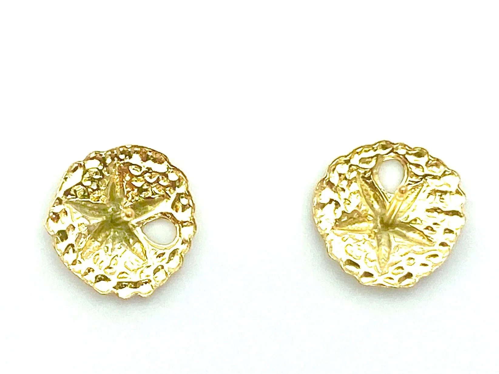 14KGF Sand Dollar Studs , Sku#891-4