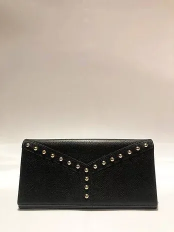 1990s YVES SAINT LAURENT STUD NAVY BLUE WALLET