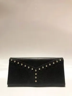 1990s YVES SAINT LAURENT STUD NAVY BLUE WALLET