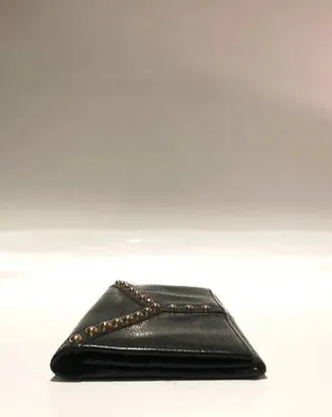 1990s YVES SAINT LAURENT STUD NAVY BLUE WALLET