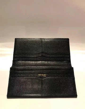 1990s YVES SAINT LAURENT STUD NAVY BLUE WALLET