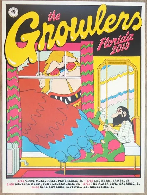 2019 The Growlers - Florida Silkscreen Concert Poster by Ivan Minsloff