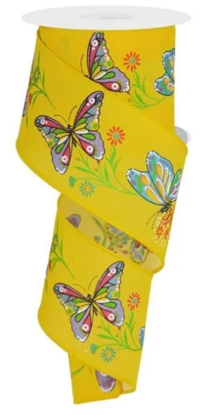 2.5" Butterfly Ribbon: Yellow