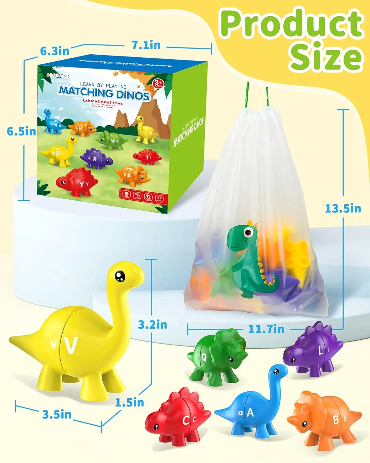 26PCS Dinosaur Alphabet Learning Toys for Toddlers 2-4, Montessori Educational Toys Gifts for 2 3 4 Year Old Boy Girl, Preschool Learning Activities Toys for Kids 3-5