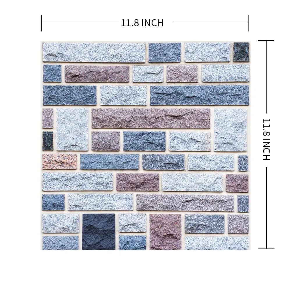 3D Cold Tones Stone Peel and Stick Wall Tile