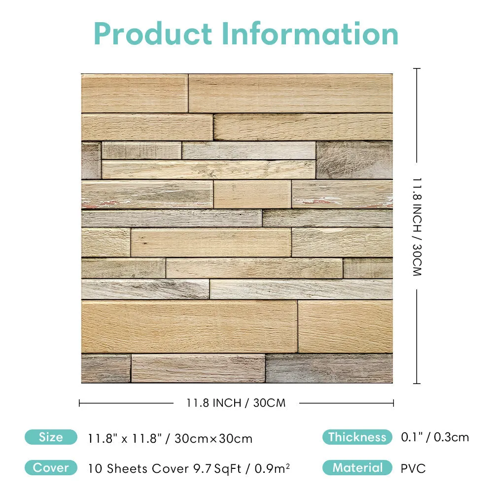 3D Shiplap Wood Peel and Stick Wall Tile