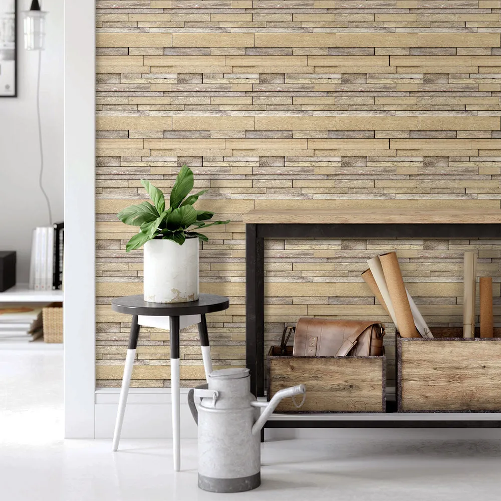 3D Shiplap Wood Peel and Stick Wall Tile