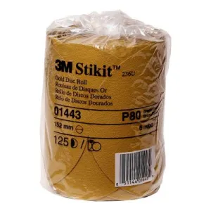 3M™ Stikit 236U Gold Disc Rolls, Aluminum Oxide, 6 in Dia, P80 Grit, 051144-01443