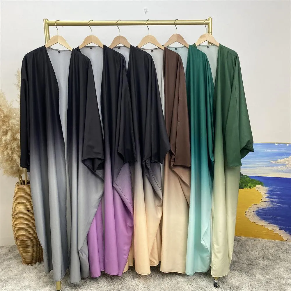 6750# 6 Colors Stunning Gradient Batwing Sleeve Open Cardigan