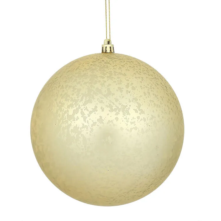 6" Champagne Mercury Ball Matte Finish Ornaments 4 Per Bag