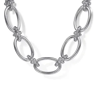 925 Sterling Silver Oval Link Chain Necklace with Bujukan Connectors