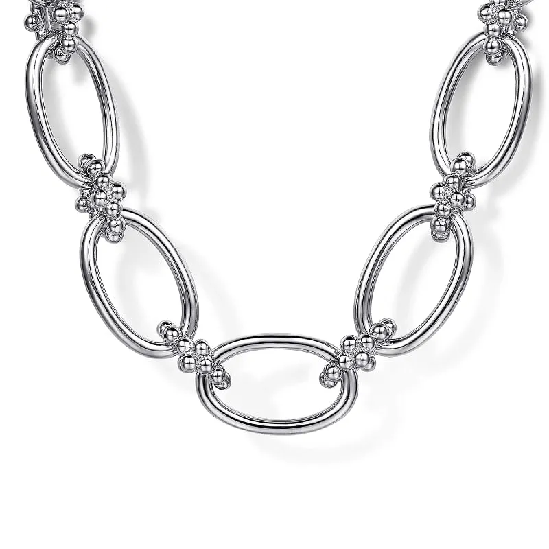 925 Sterling Silver Oval Link Chain Necklace with Bujukan Connectors