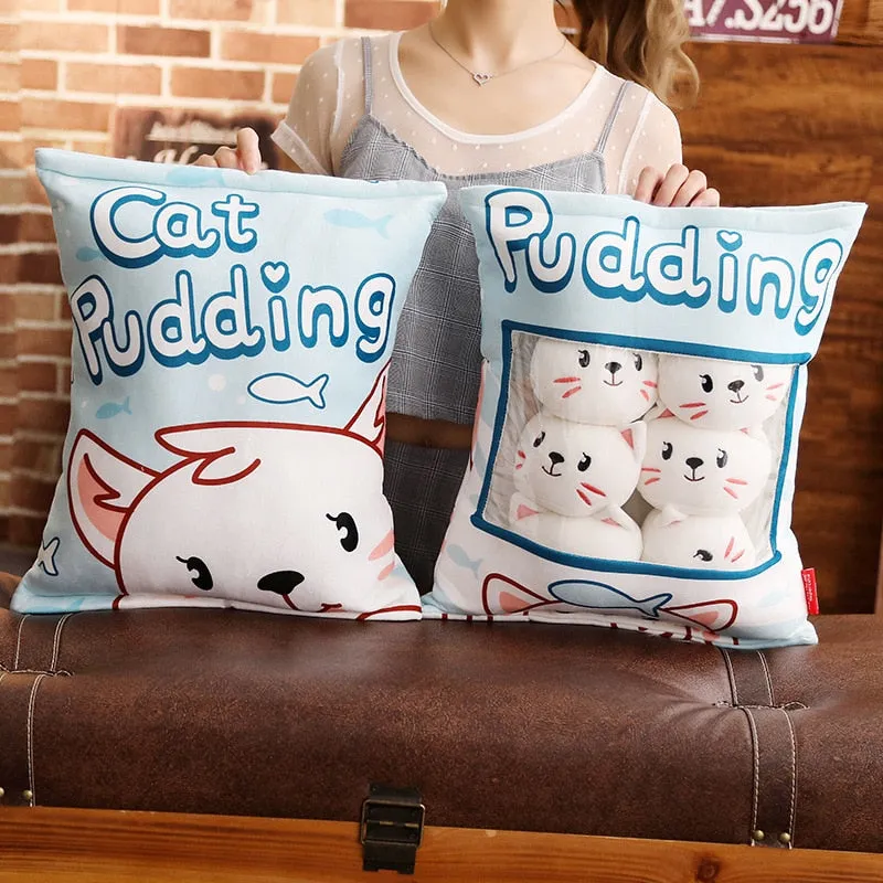 A Bag Of Plush Cat Pudding Pillow Simulation Stuffed Snack Soft