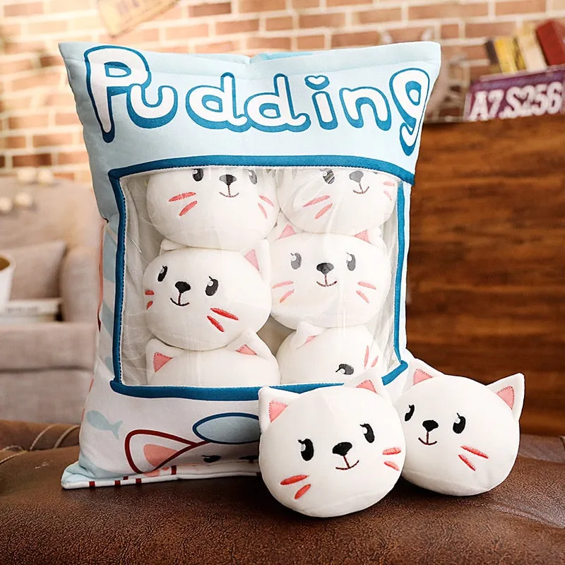 A Bag Of Plush Cat Pudding Pillow Simulation Stuffed Snack Soft