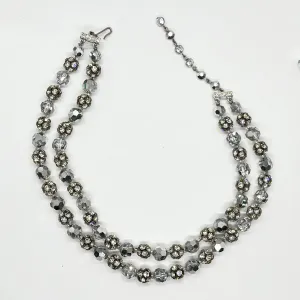 Absolutely Stunning Silvery Faceted Beads Double Strand Necklace