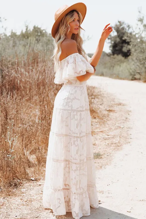 Absolutely Stunning White Lace Embroidered Maxi Dress