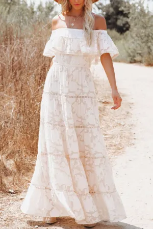 Absolutely Stunning White Lace Embroidered Maxi Dress