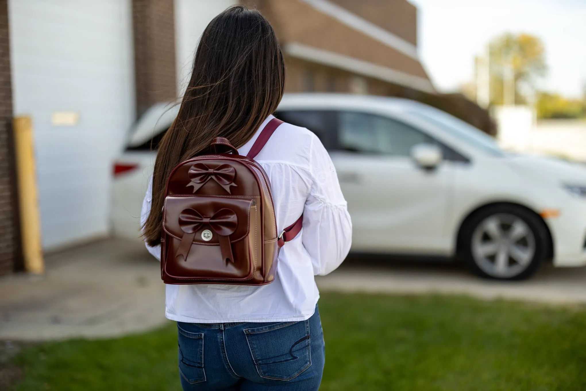 ACADIA | Leather Mini Bow Backpack