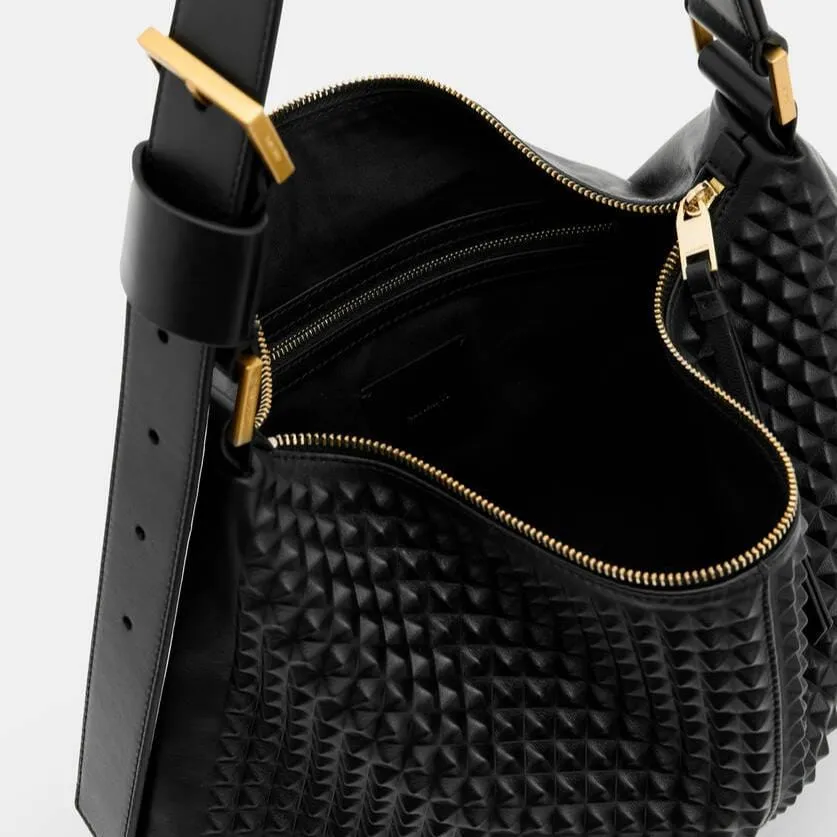 AllSaints Edbury Studded Leather Shoulder Bag in Black