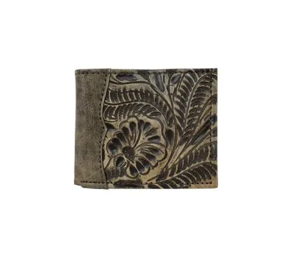 American West Men's Collection: Leather Bi-Fold Western Wallet Tooled