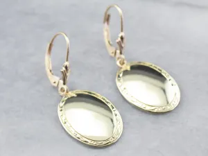 Antique Etched Cufflink Drop Earrings