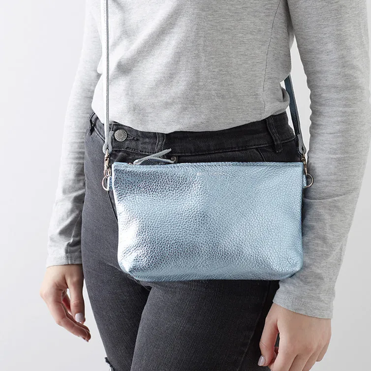 Aquamarine Leather Crossbody Bag