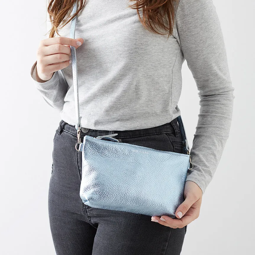 Aquamarine Leather Crossbody Bag