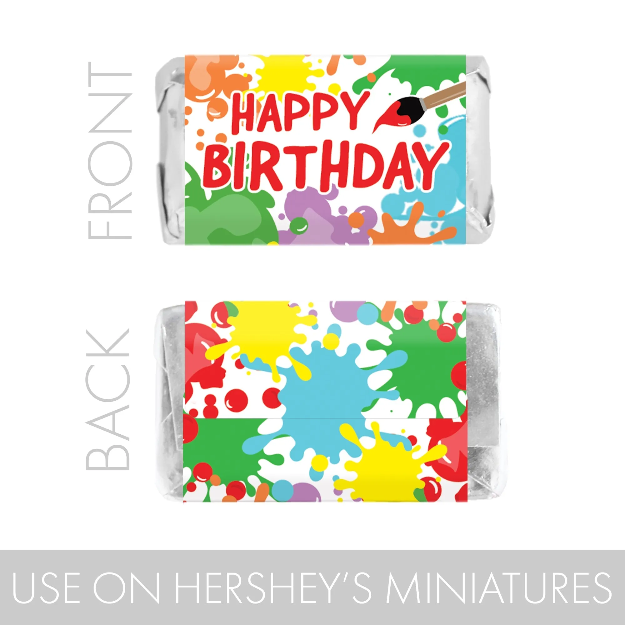 Art & Painting: Kid's Birthday - Hershey's Miniatures Candy Bar Wrappers Stickers - 45 Stickers