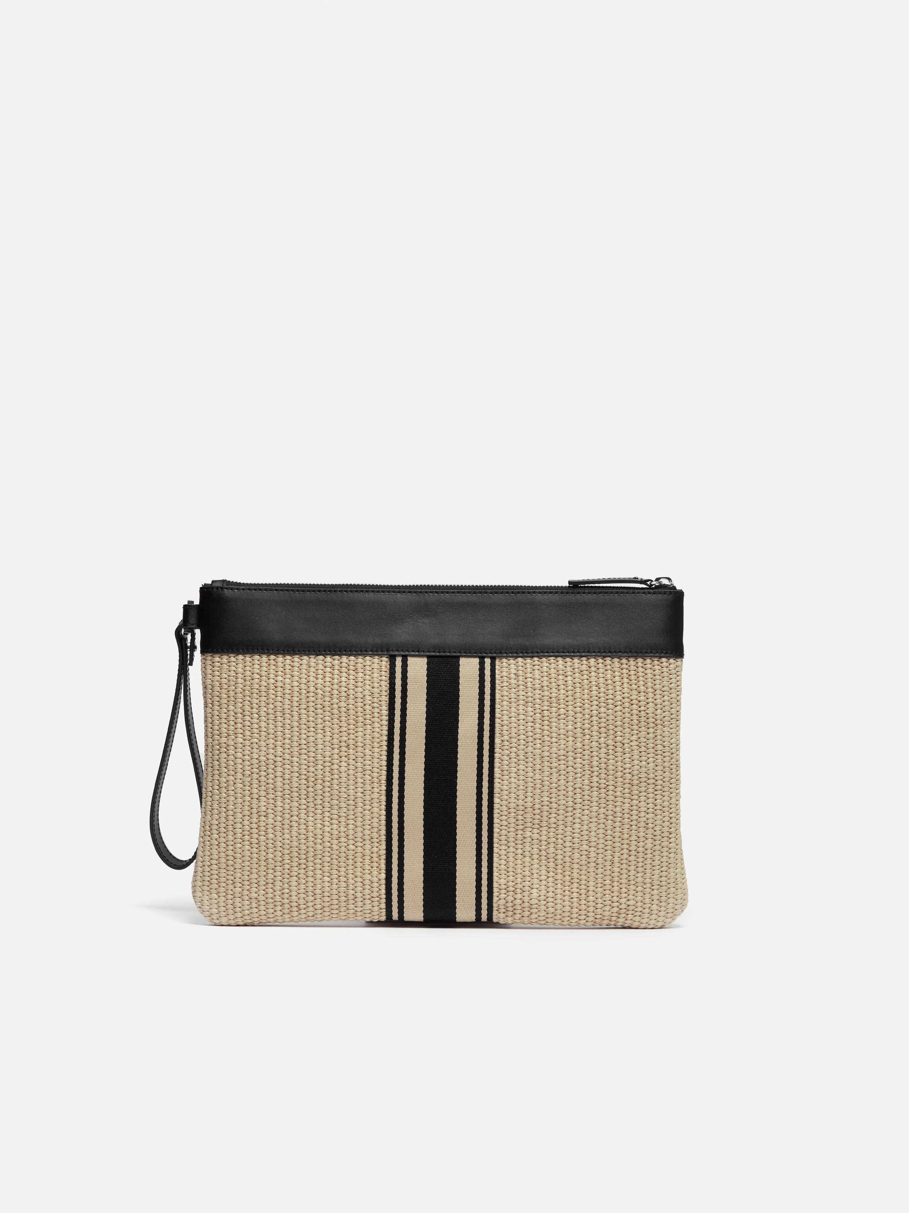 Athena Stripe Woven Pouch | Natural