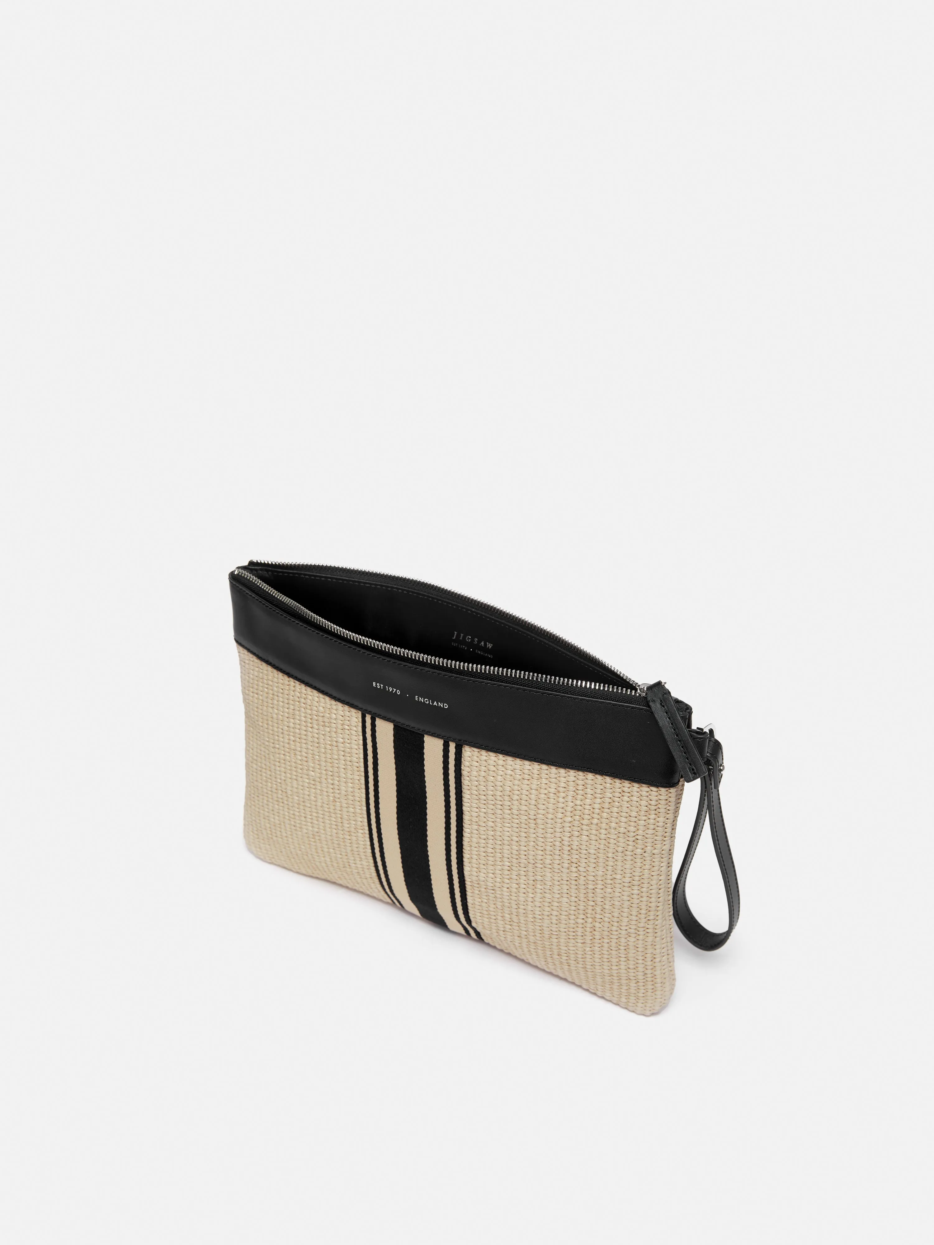 Athena Stripe Woven Pouch | Natural