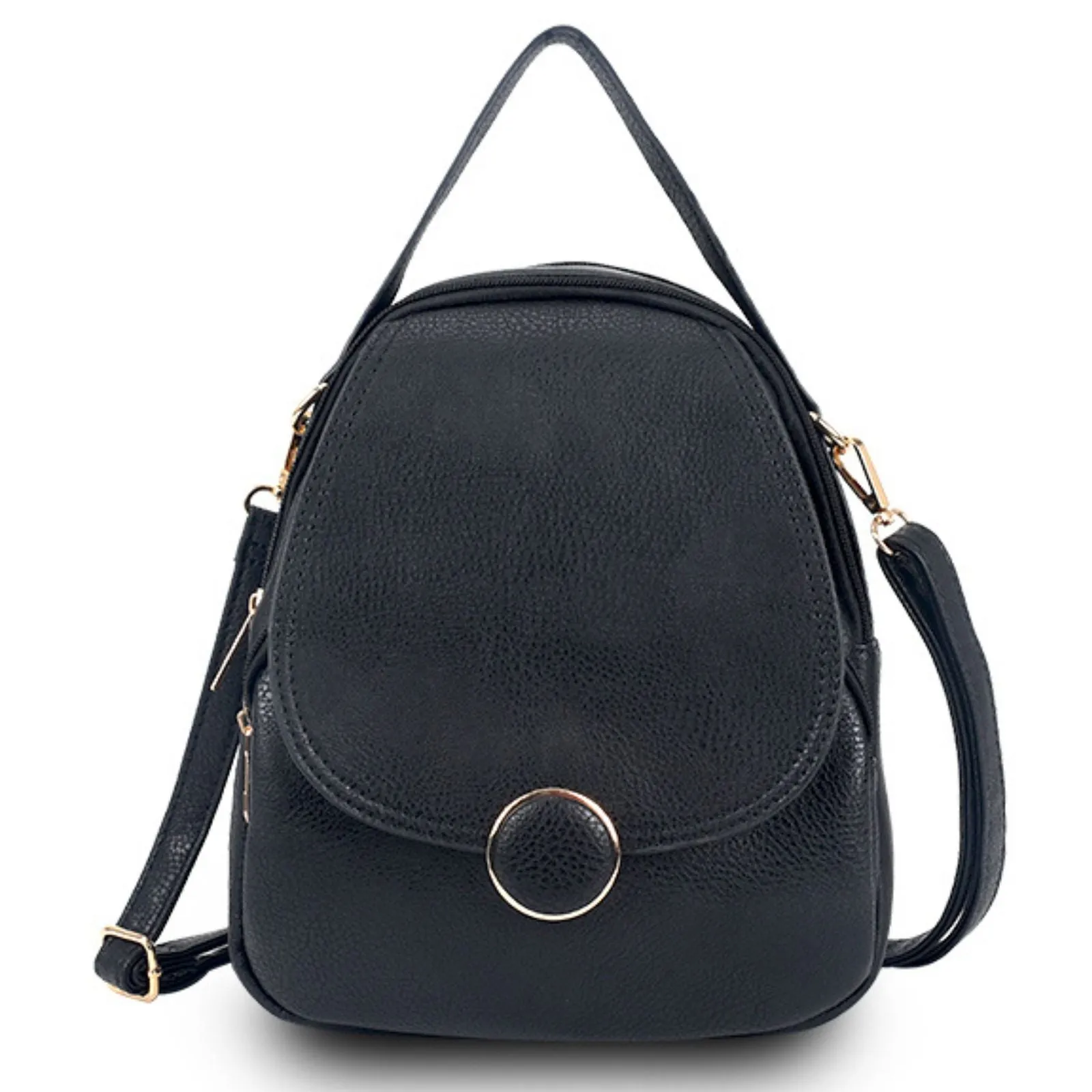 Backpack Black Rounded Small Handbag for Women