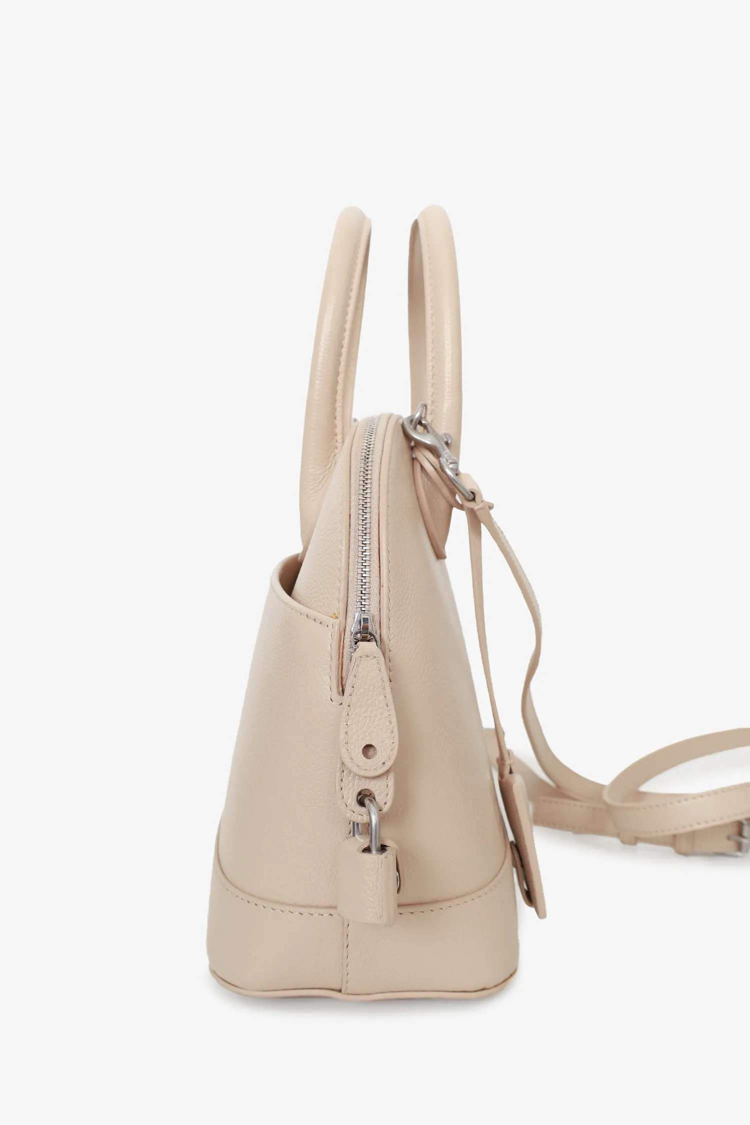 Balenciaga Beige Leather Tonal Ville S Top Handle Bag with Strap