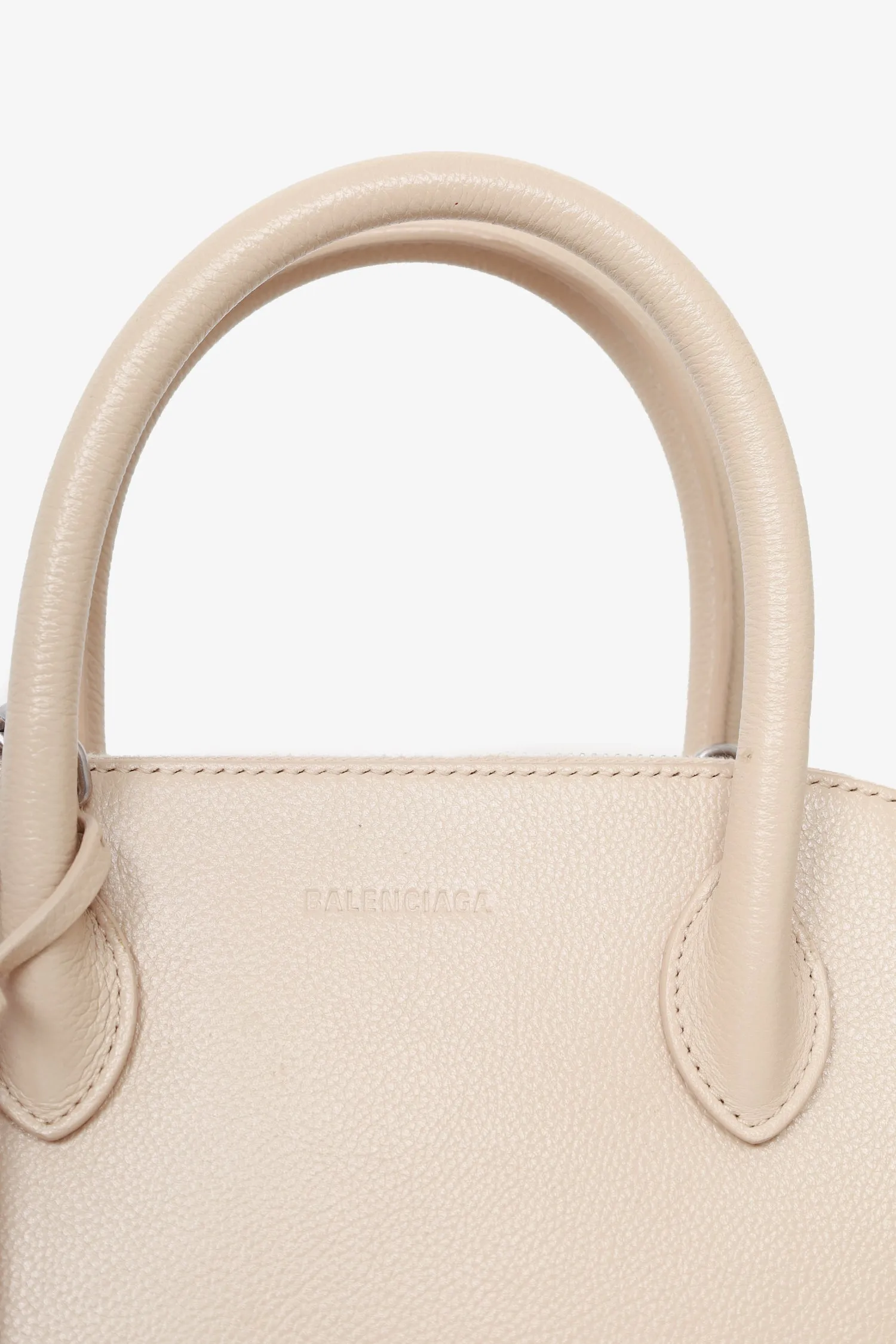 Balenciaga Beige Leather Tonal Ville S Top Handle Bag with Strap