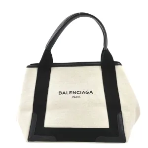 Balenciaga Navy Cabas Ecru Canvas Bag