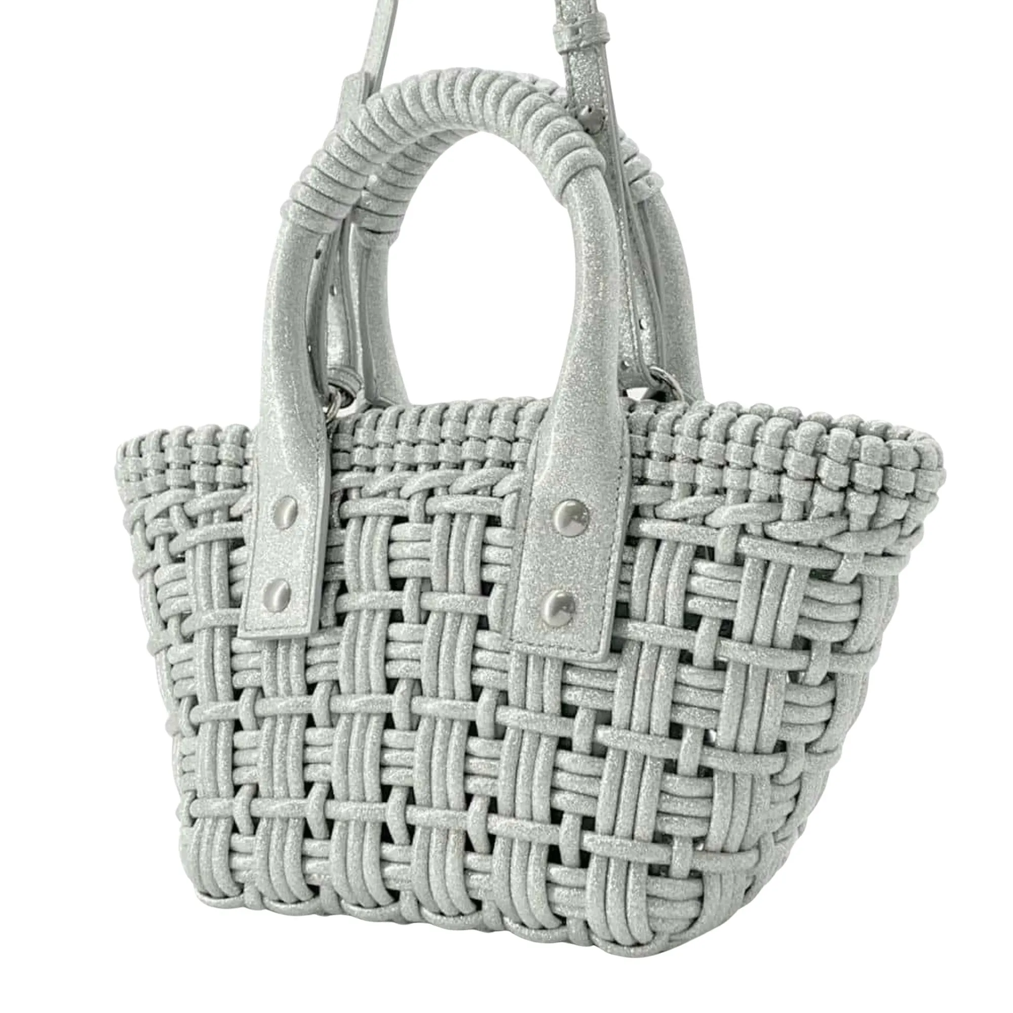 Balenciaga Silver Wicker Bag