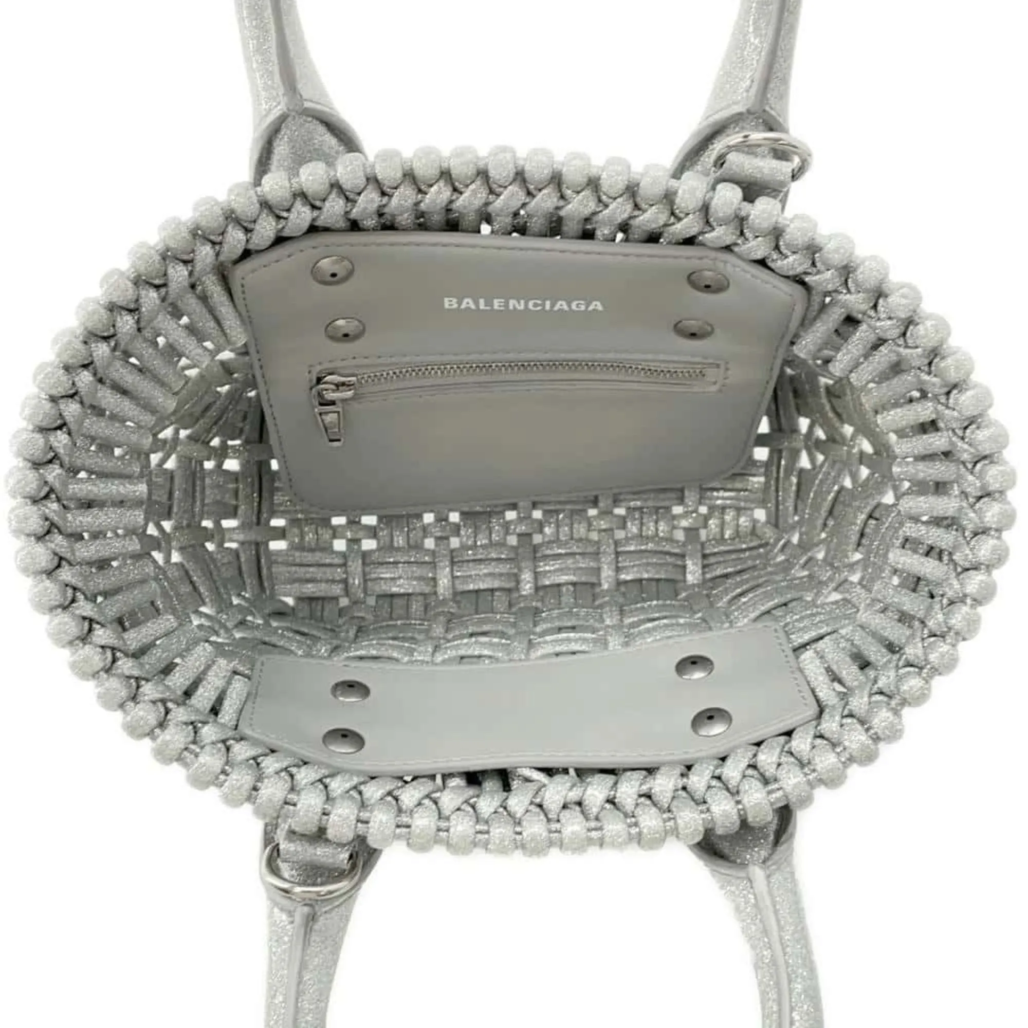 Balenciaga Silver Wicker Bag