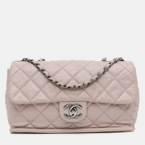 Beige Quilted Aged Calfskin Single Flap Bag