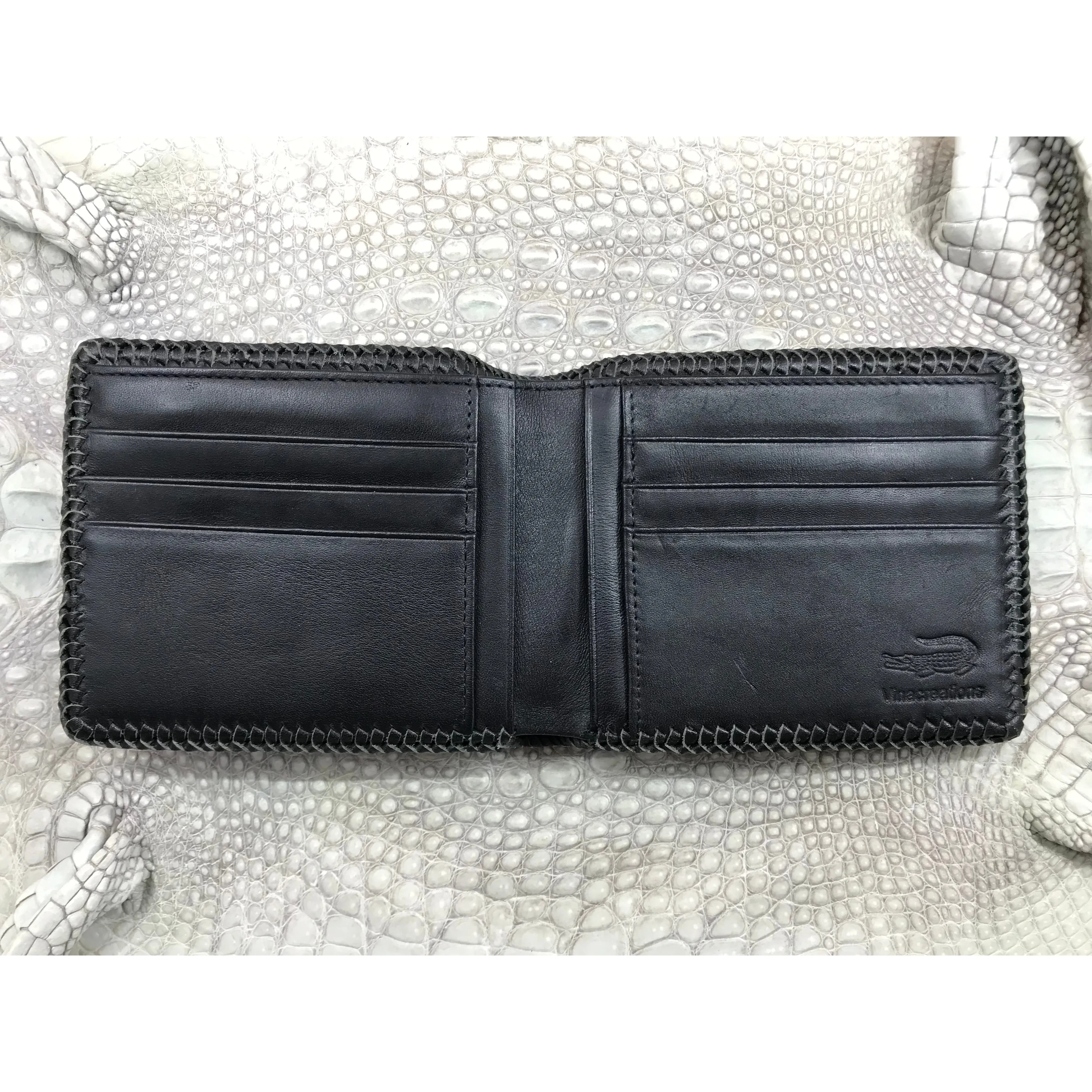 Black Alligator Skin Bifold Wallet For Men | Handmade Crocodile Leather Wallet RFID Blocking | VL5663