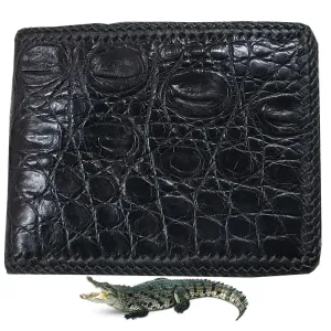 Black Alligator Skin Bifold Wallet For Men | Handmade Crocodile Leather Wallet RFID Blocking | VL5663