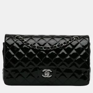 Black Medium Classic Patent Double Flap