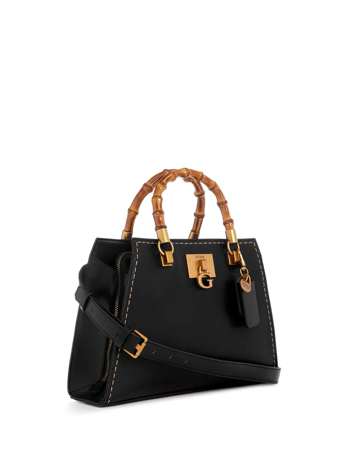 Black Stephi Bamboo Satchel Bag